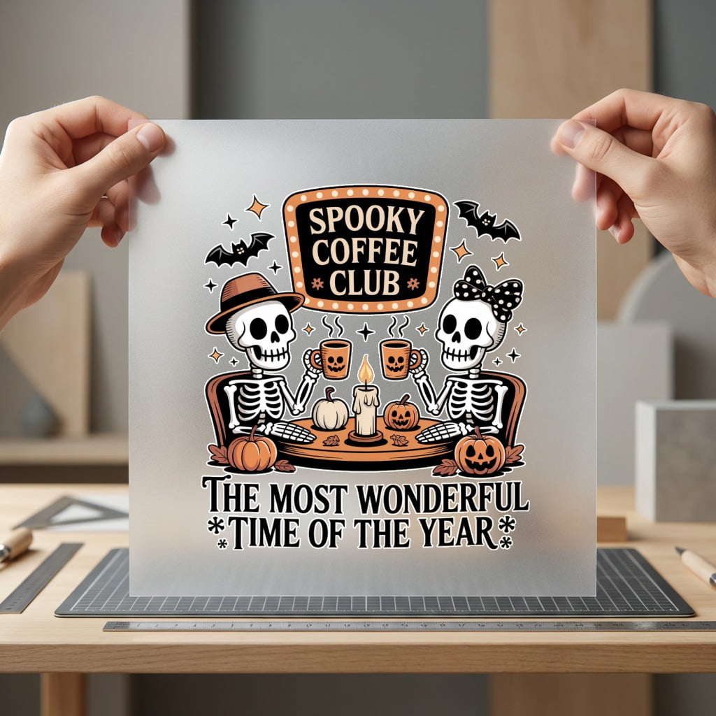 Spooky Coffee Club Skeletons Halloween Vintage Ready to Press DTF Transfer for Dtf