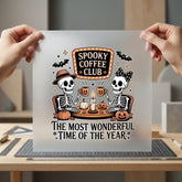 Spooky Coffee Club Skeletons Halloween Vintage Ready to Press DTF Transfer for Dtf