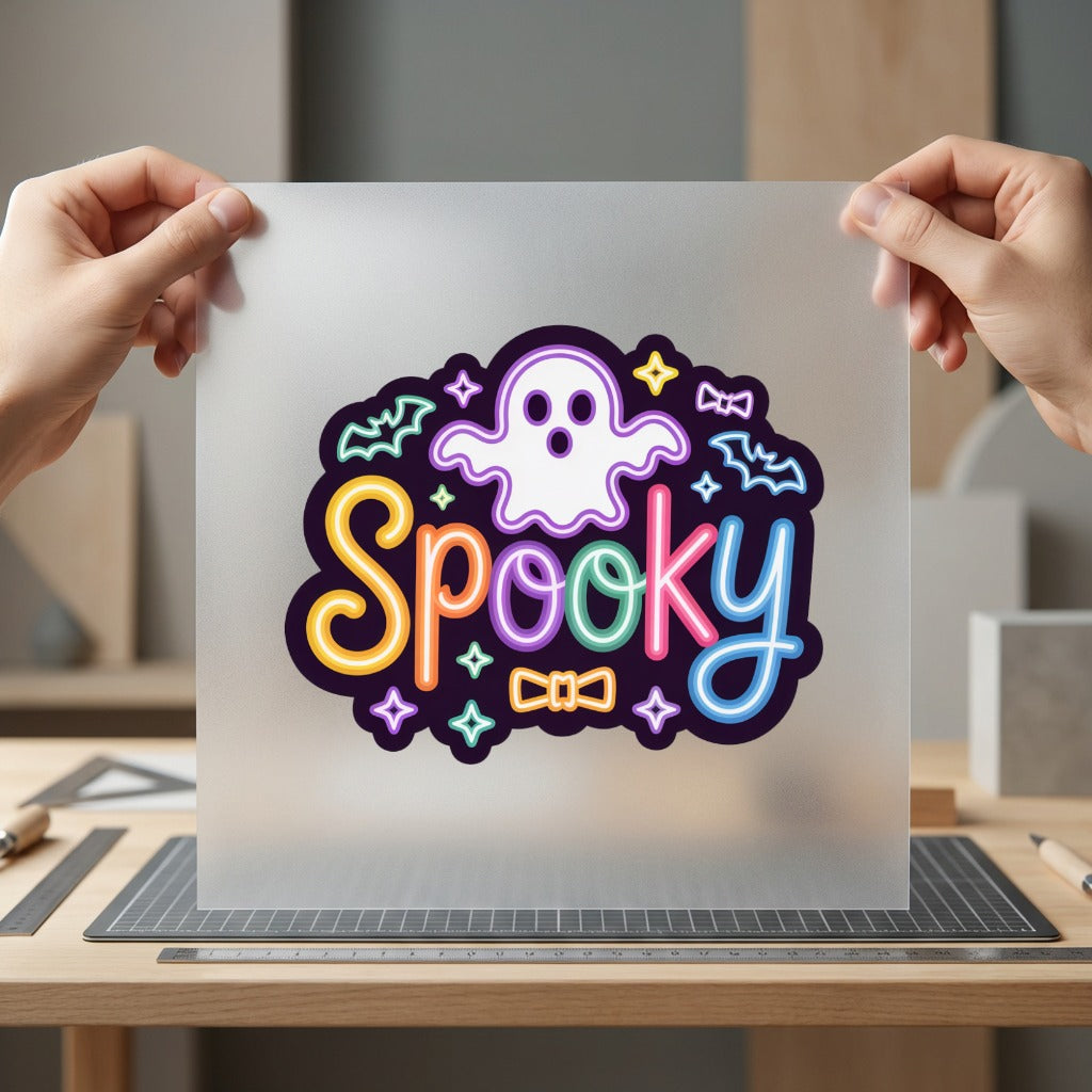 Spooky Ghost Neon Halloween Halloween Retro Ready to Press DTF Transfer for Dtf