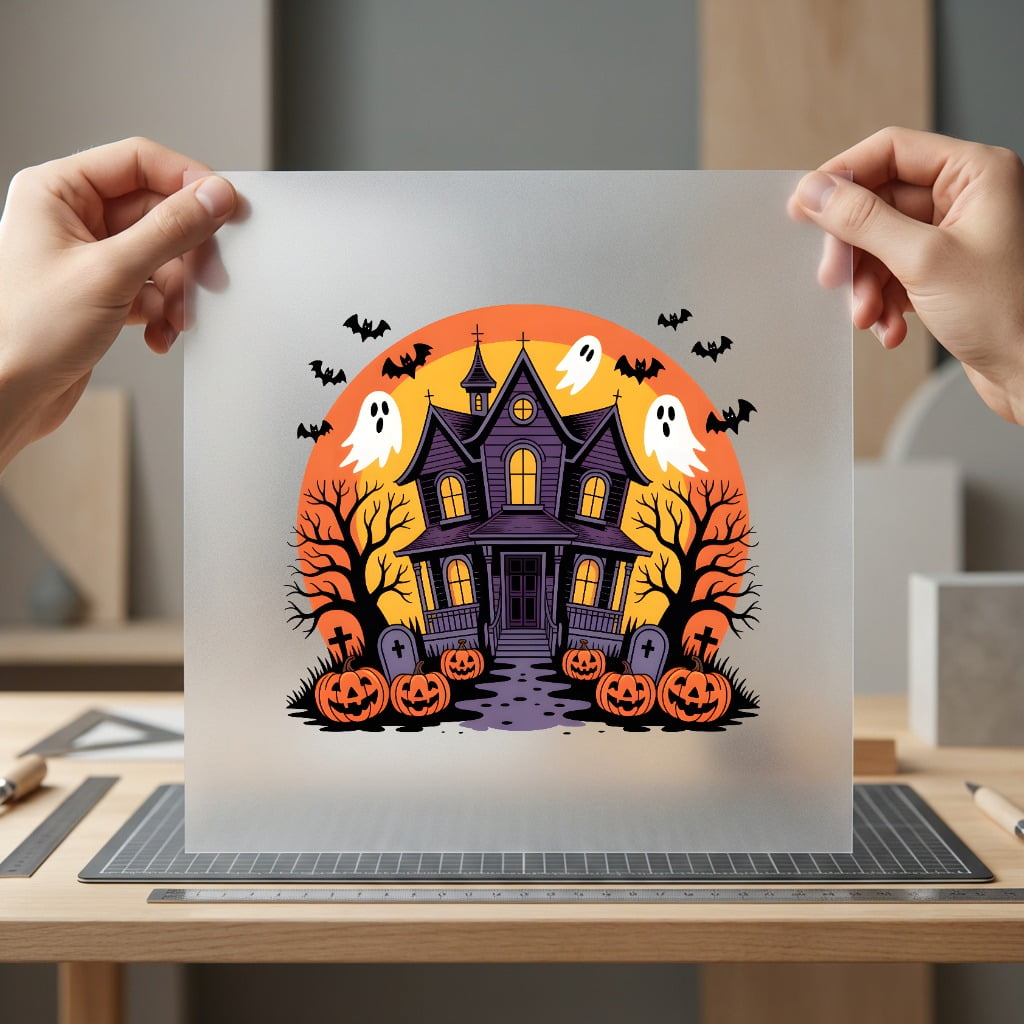 Spooky Haunted House Halloween Halloween Autumn Ready to Press DTF Transfer for Dtf