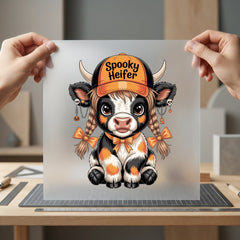 Spooky Heifer Halloween Fall Halloween Funny Ready to Press DTF Transfer for Dtf