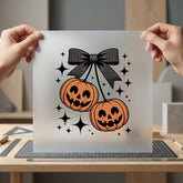 Spooky Pumpkin Bow Halloween Halloween Fall Ready to Press DTF Transfer for Dtf