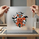 Spooky Pumpkin Skulls Halloween Halloween Vintage Ready to Press DTF Transfer for Dtf