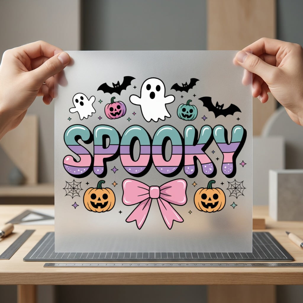 Spooky Retro Ghost Pumpkin Halloween Retro Ready to Press DTF Transfer for Dtf