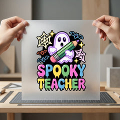 Spooky Teacher Ghost Halloween Halloween Fall Ready to Press DTF Transfer for Dtf