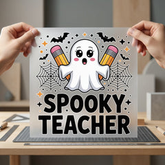 Spooky Teacher Ghost Pencils Halloween Teacher Ready to Press DTF Transfer for Dtf
