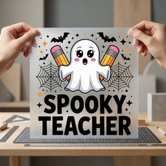 Spooky Teacher Ghost Pencils Halloween Teacher Ready to Press DTF Transfer for Dtf