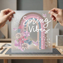 Spring Vibes Floral Rainbow Spring Vintage Ready to Press DTF Transfer for Dtf