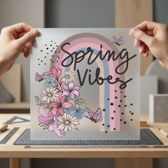 Spring Vibes Floral Rainbow Spring Vintage Ready to Press DTF Transfer for Dtf