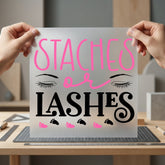 Staches Lashes Gender Reveal Mom Ready to Press DTF Transfer for Dtf
