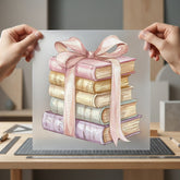 Stack Books Pink Bow Aesthetic Ready to Press DTF Transfer for Dtf