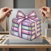 Stacked Books Bow Cozy Teacher Aesthetic Ready to Press DTF Transfer for Dtf