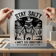 Stay Salty Cowgirl Retro Christian Faith Ready to Press DTF Transfer for Dtf
