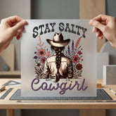 Stay Salty Cowgirl Retro Faith Bible Ready to Press DTF Transfer for Dtf