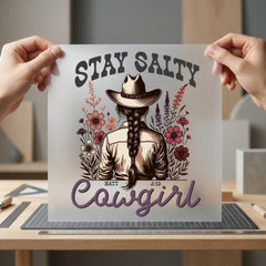 Stay Salty Cowgirl Retro Faith Bible Ready to Press DTF Transfer for Dtf