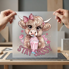 Stay Sassy Cow Retro Pet Ready to Press DTF Transfer for Dtf