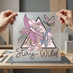 Stay Wild Floral Butterfly Vintage Retro Ready to Press DTF Transfer for Dtf