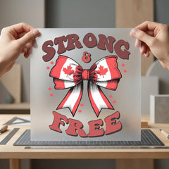 Strong Free Canada Bow Vintage Retro Ready to Press DTF Transfer for Dtf
