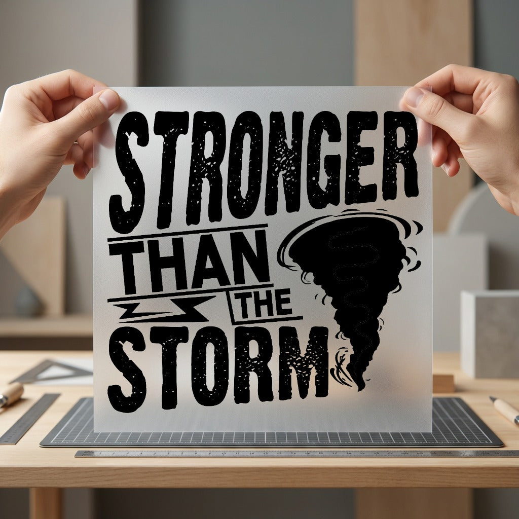 Stronger Than Storm Motivational Good Vibes Collection Resilience Collection Ready to Press DTF Transfer for Dtf
