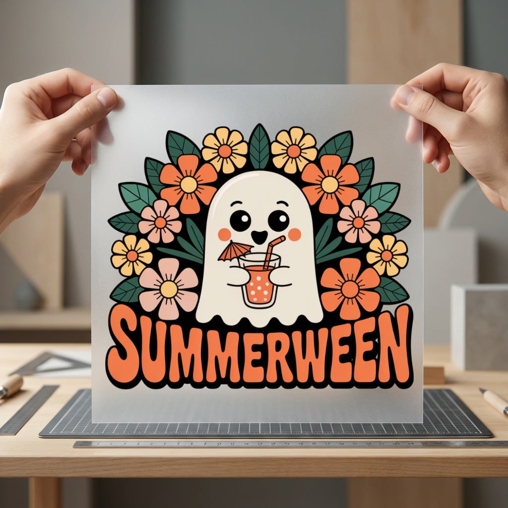 Sumemerween Ghost Retro Summer Halloween Funny Ready to Press DTF Transfer for Dtf