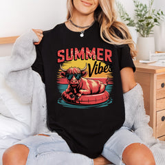 Summer Highland Cow Vibes Summer Funny Ready to Press DTF Transfer for Dtf