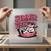 Summer Vibes Cow Retro Summer Funny Ready to Press DTF Transfer for Dtf