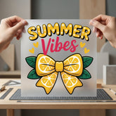 Summer Vibes Lemon Bow Summer Ready to Press DTF Transfer for Dtf
