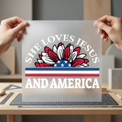 Sunflower Patriotic Faith Freedom 4th Of July Christian Ready to Press DTF Transfer for Dtf