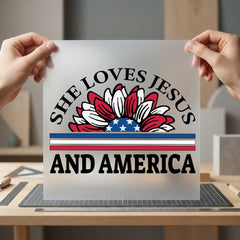 Sunflower Patriotic Faith Freedom 4th Of July Christian Ready to Press DTF Transfer for Dtf