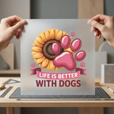 Sunflower Paw Pet Lover Mom Dad Ready to Press DTF Transfer for Dtf
