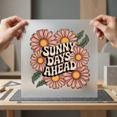 Sunny Days Ahead Daisies Retro Boho Ready to Press DTF Transfer for Dtf