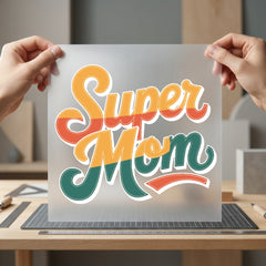 Super Mom Retro Groovy Mom Retro Ready to Press DTF Transfer for Dtf