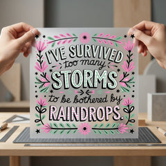 Survived Too Many Storms Floral Ready to Press DTF Transfer for Dtf