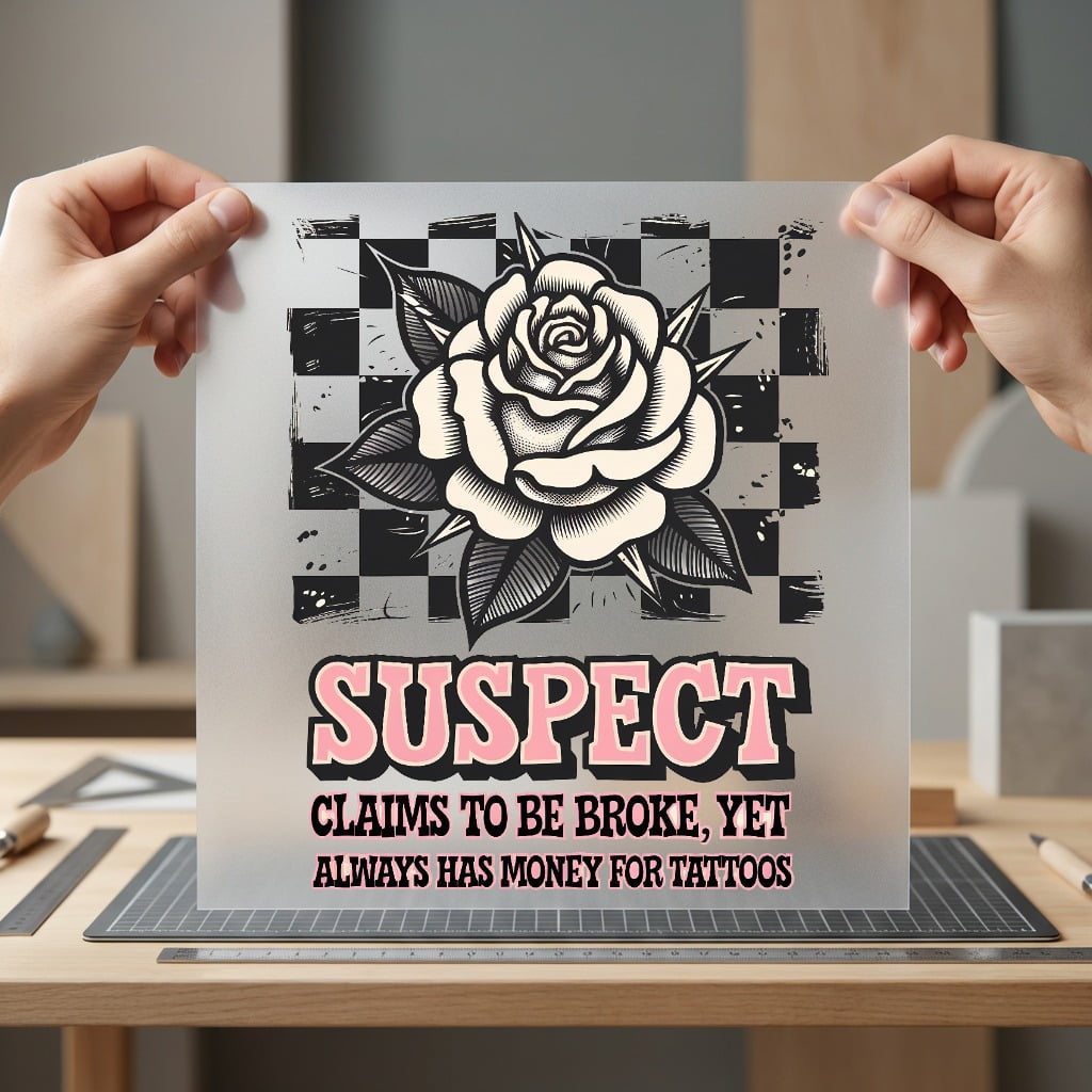Suspect Tattoo Rose Retro Vintage Retro Ready to Press DTF Transfer for Dtf