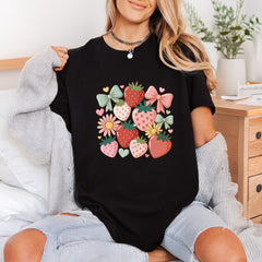 Sweet Strawberry Bows Retro Retro Ready to Press DTF Transfer for Dtf
