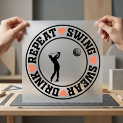 Swing Swear Repeat Golf Dad Funny Ready to Press DTF Transfer for Dtf