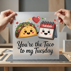 Taco Tuesday Foodie Diy Valentine Ready to Press DTF Transfer for Dtf
