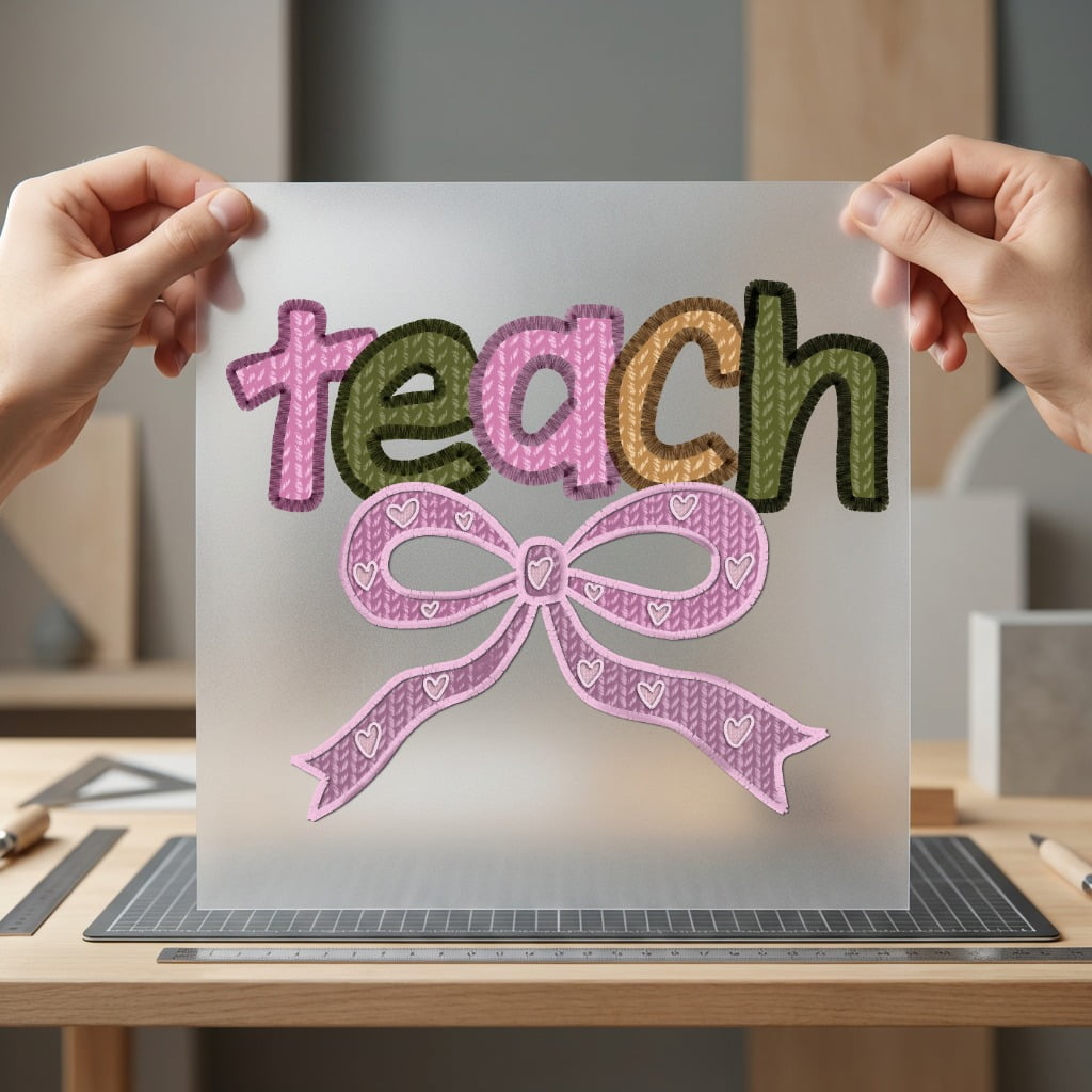 Teach Pink Bow Teacher Teacher Ready to Press DTF Transfer for Dtf