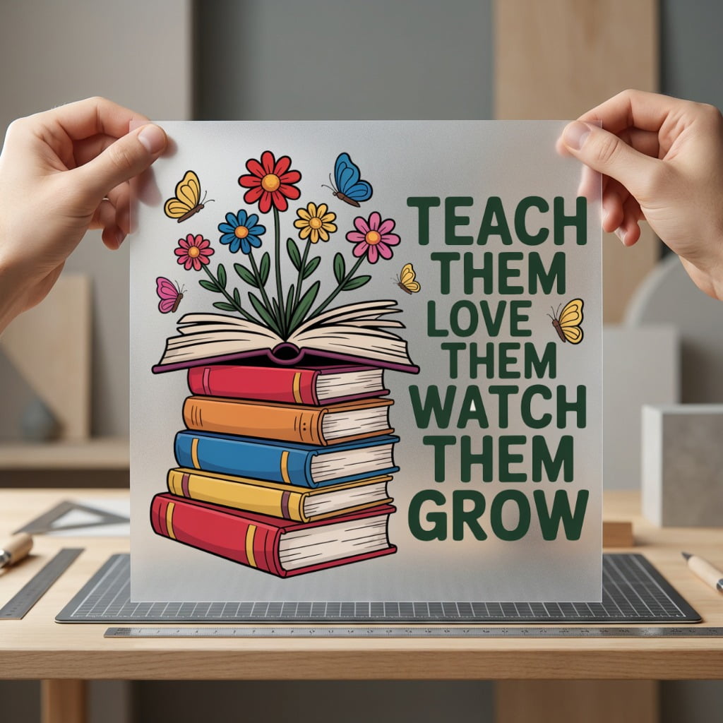 Teach Them Love Watch Teacher Floral Ready to Press DTF Transfer for Dtf