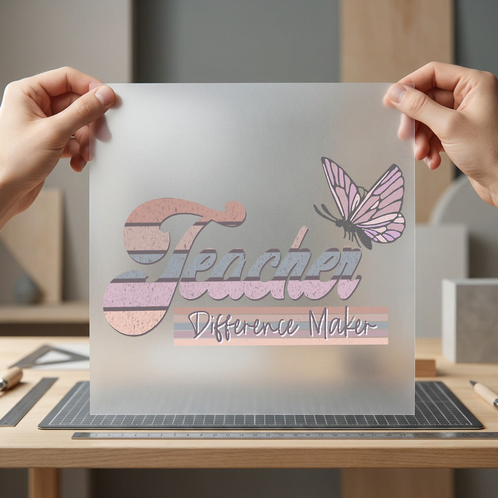 Teacher Difference Maker Butterfly Teacher Vintage Ready to Press DTF Transfer for Dtf