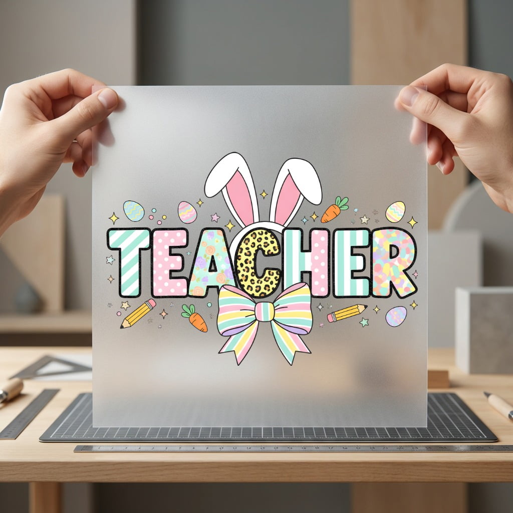 Teacher Easter Bunny Pastel Easter Teacher Ready to Press DTF Transfer for Dtf