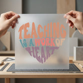 Teaching Work Heart Retro Mom Teacher Ready to Press DTF Transfer for Dtf