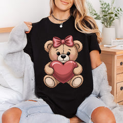Teddy Bear Heart Kawaii Valentine Ready to Press DTF Transfer for Dtf