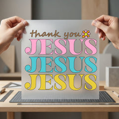 Thank You Jesus Retro Christian Faith Ready to Press DTF Transfer for Dtf