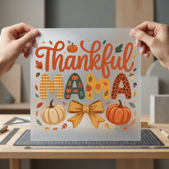 Thankful Mama Autumn Harvest Thanksgiving Autumn Ready to Press DTF Transfer for Dtf