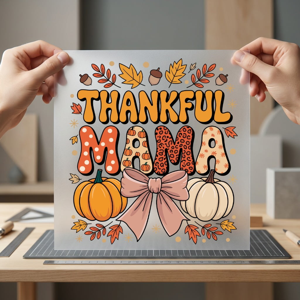 Thankful Mama Autumn Pumpkins Thanksgiving Autumn Ready to Press DTF Transfer for Dtf