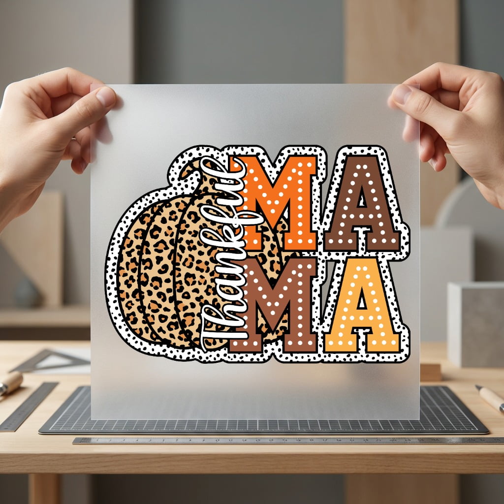 Thankful Mama Pumpkin Leopard Thanksgiving Fall Ready to Press DTF Transfer for Dtf