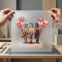 Three Horses Heart Balloons Valentine Western Ready to Press DTF Transfer for Dtf