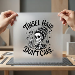 Tinsel Hair Don Care Christmas Mom Ready to Press DTF Transfer for Dtf