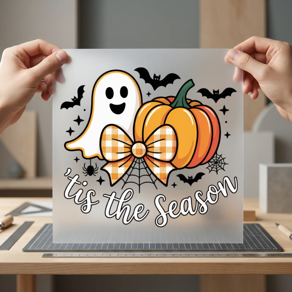 Tis Season Ghost Pumpkin Halloween Fall Ready to Press DTF Transfer for Dtf